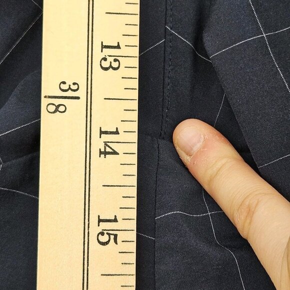 Athleta Brooklyn Textured Ankle Pants Windowpane Plaid Navy Blue Women’s Size 22 - Picture 12 of 13